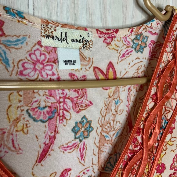 **SOLD**World Unity High Low Dress Peach Size S - Picture 4 of 8